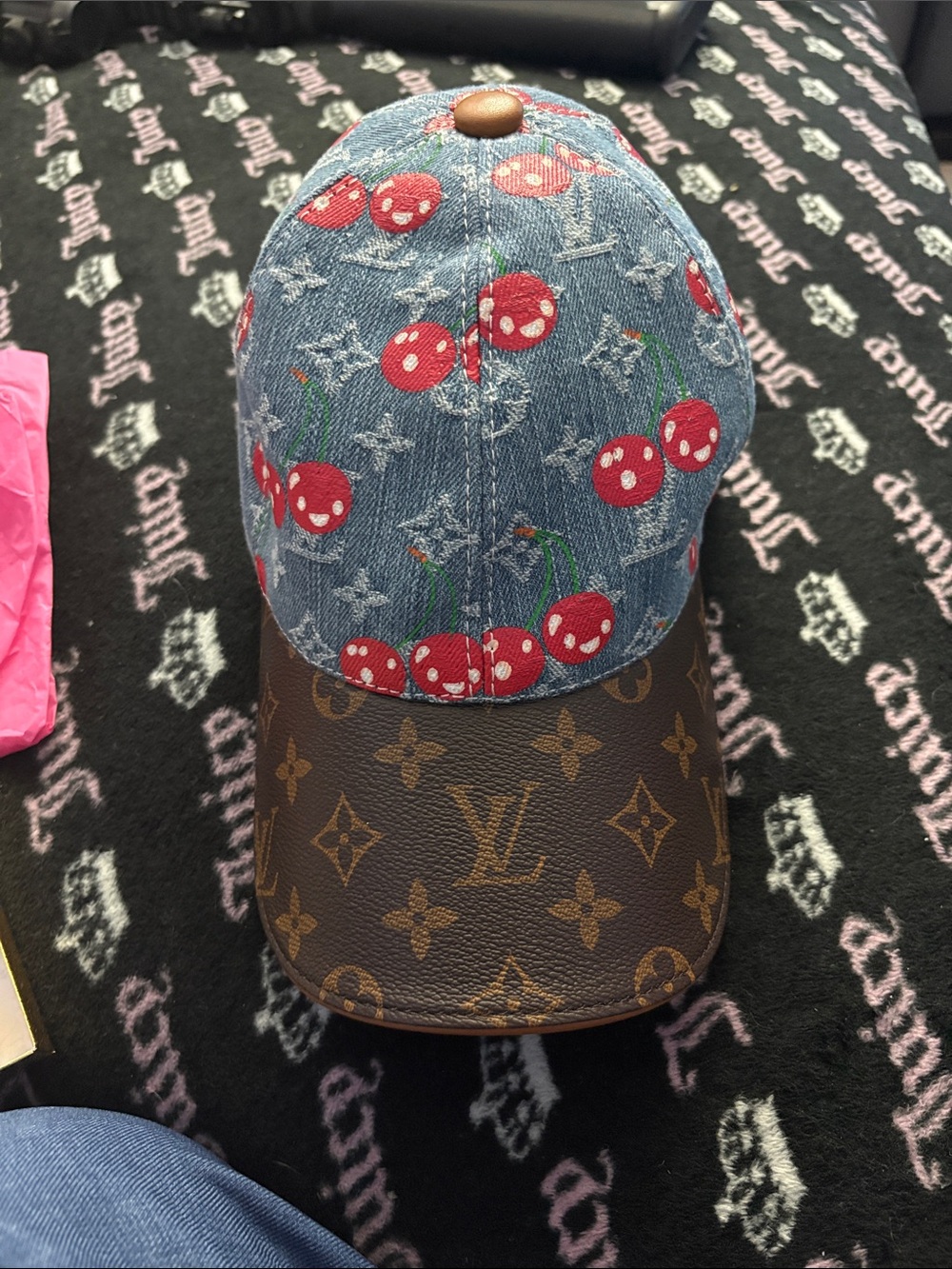 LVCherry Denim Cap - Blue & Red